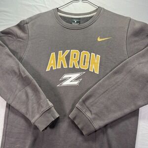 Akron Zips Sweatshirt Mens Small Gray Crewneck Fleece Nike University College